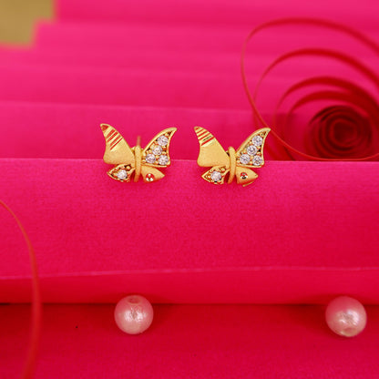 Artificial Gold Butterfly Stud Earrings with AD for women and girls