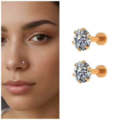 Artificial Gold plated AD nosepin Laung Koka Nathni for women and girls Combo Pack of 2