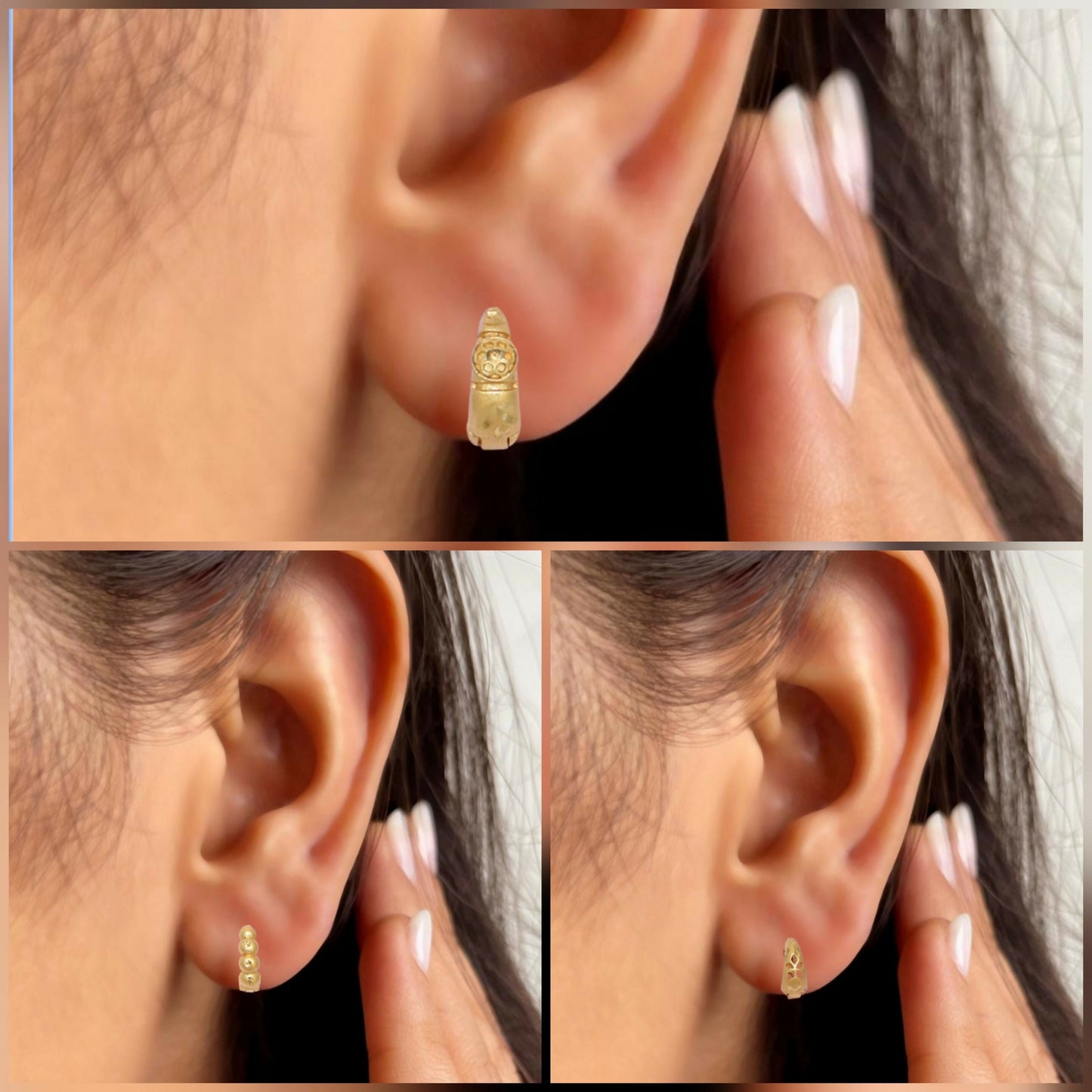 Artificial Gold Bali Earrings with AD bali Design kan ki bali Combo Pack of 3