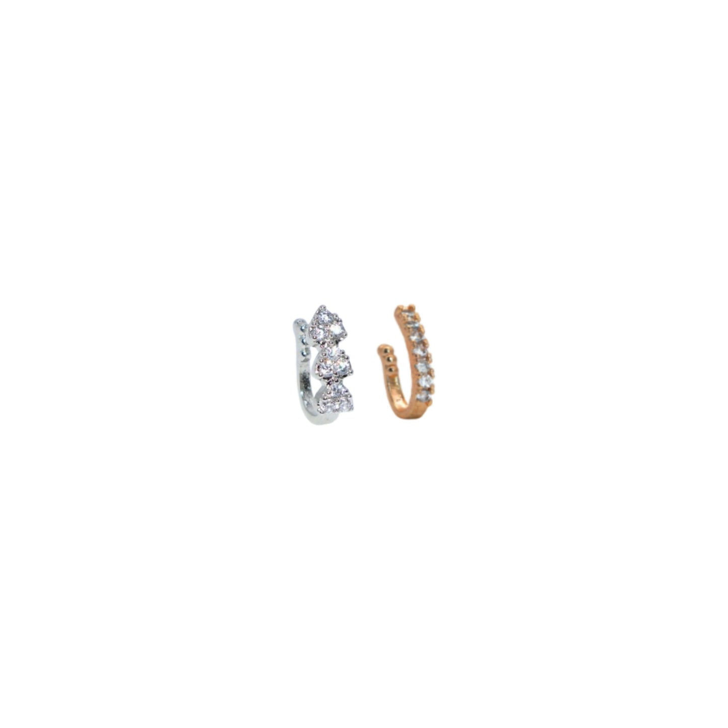 Non-Pierced Cubic Zirconia Nose Ring Clip Combo Combo Pack of 2