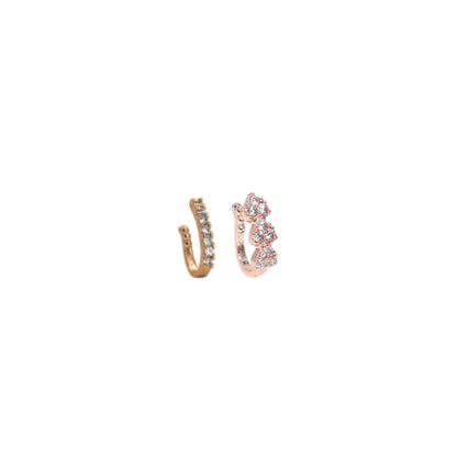 Triple Cluster CZ No Piercing Nose Ring Nath -   Artificial Gold/Rose    Artificial Gold Combo Pack of 2