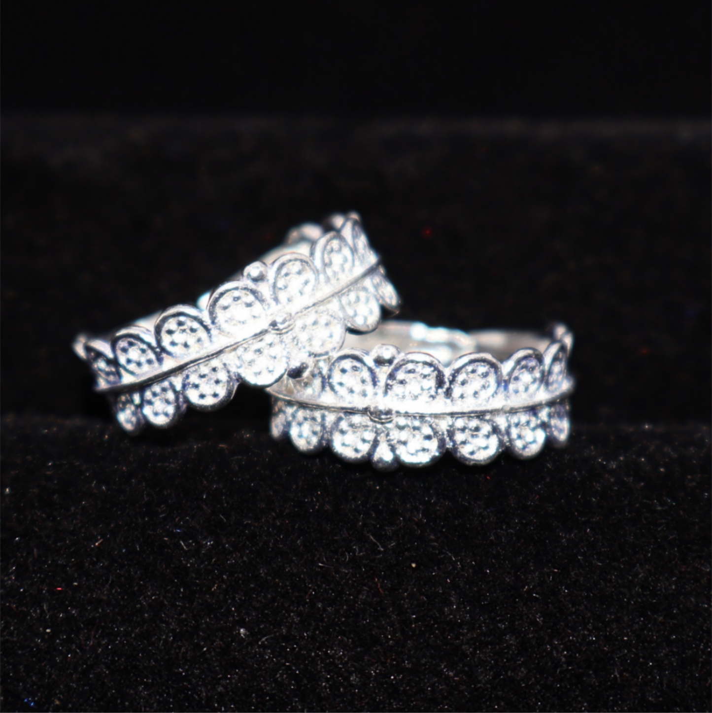 Silver Plated Scalloped Lace Adjustable Toe Ring Bichiya for Women and girls