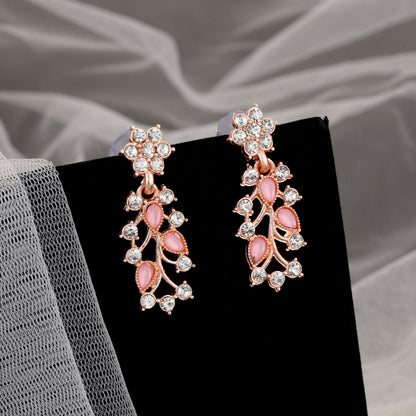 Rose    Artificial Gold & Pink Enamel Floral Jewellery Set