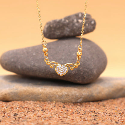 Dainty    Artificial Gold Heart Necklace with AD Love Pendant For women and girls