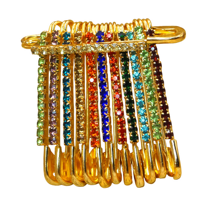Multicolor Stone    Artificial Gold Plated Saree Pin for Women & Girls