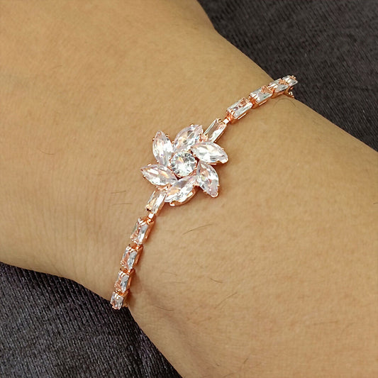 Rose   Artificial Gold Plated Ad Stone Adjustable Bracelet