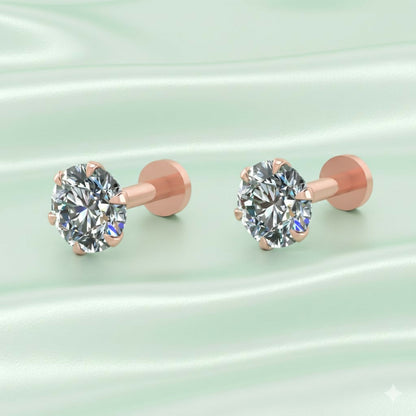 Rose    Artificial Gold AD Nosepin Laung Koka Nathni Internally Threaded Labret Combo Pack of 2
