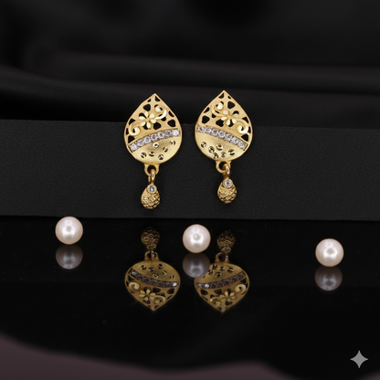 Artificial Gold Plated Filigree Drop Earrings with AD for women and girls