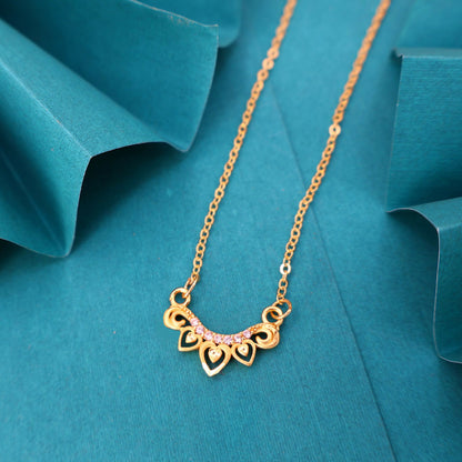 Artificial Gold Crown Heart Pendant Necklace AD Love Jewelry For women and girls