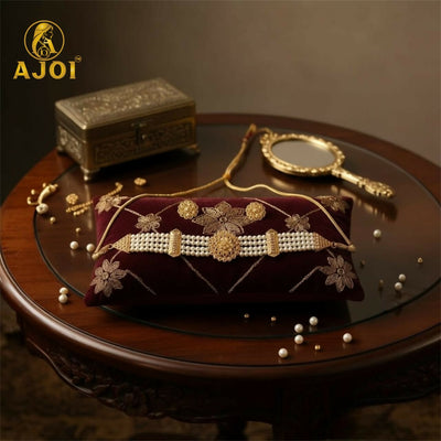 Premium   Artificial Gold-Plated Pearl Chick Set | Traditional Bridal Jewellery Set