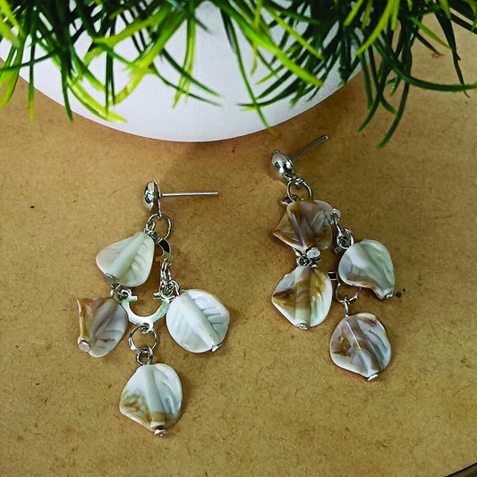 Elegant Silver Plated Shell Dangler Earrings for Women