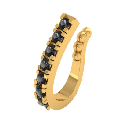 Black Crystal Line Nose Ring | Indian Style    Artificial Gold Bar Nose Stud Combo Pack of 2