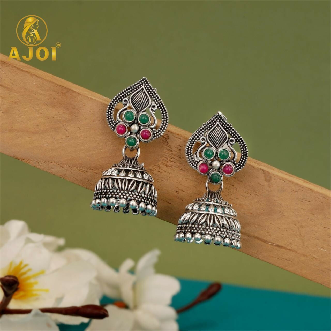 Traditional Oxidised Silver Jhumka Earrings Combo Set for Women & Girls (Set of 4)