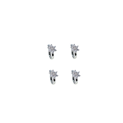 Artificial Gold Plated Ruby CZ Single Row Non-Pierced Nose Cuff/Ring Combo Pack of 4