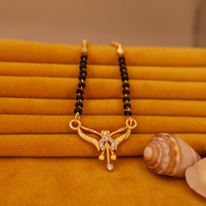 Artificial Gold Plated AD Studded Floral Mangalsutra for Women