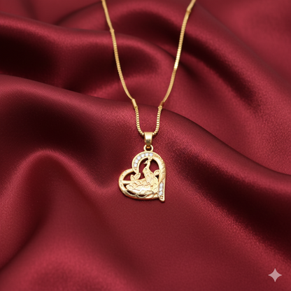 Artificial Gold-Plated Heart & Peacock Pendant Necklace For women and girls