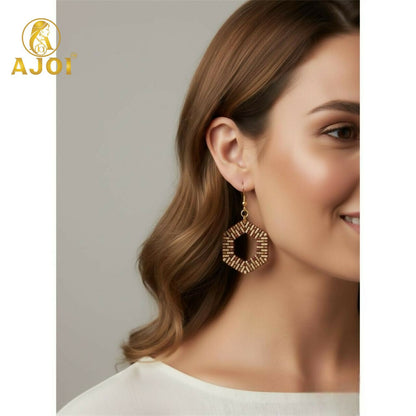 Elegant Hexa-Textured Dangle Earrings – Lightweight Handmade Earrings in 8 Rich Colors – Artistic Geometric Fashion Jewelry(PACK OF 8)