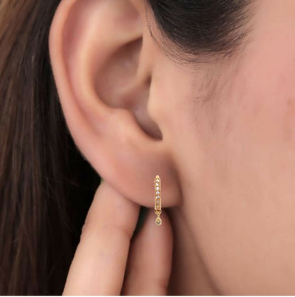 Artificial Gold Plated AD bali Teardrop Dangle Huggie Hoop Earrings Bali Combo Pack of 2
