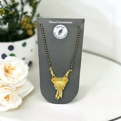 Elegant   Artificial Gold-Tone Mangalsutra with Intricate Leaf & Dangler Pendant