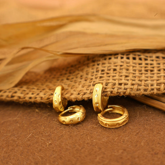 Mini    Artificial Gold Huggie Hoop Earrings kan ki bali with AD bali combo pack of 2