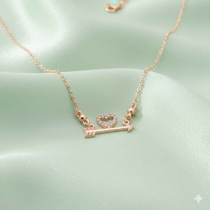 Artificial Gold Plated Love Heart AD Pendant Necklace For women and girls
