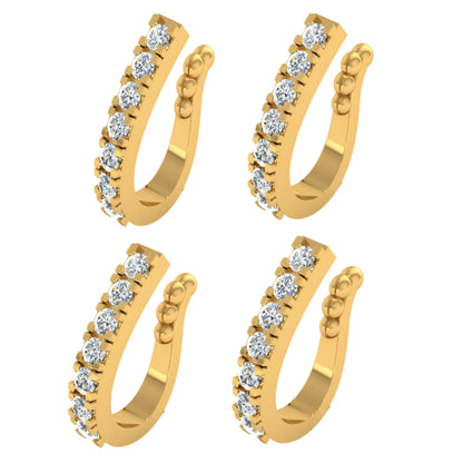 Artificial Gold-Plated CZ Lined Nose Ring Set of 4 | Daily Wear Nosepins