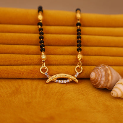 Modern    Artificial Gold Plated Curved Mangalsutra with AD