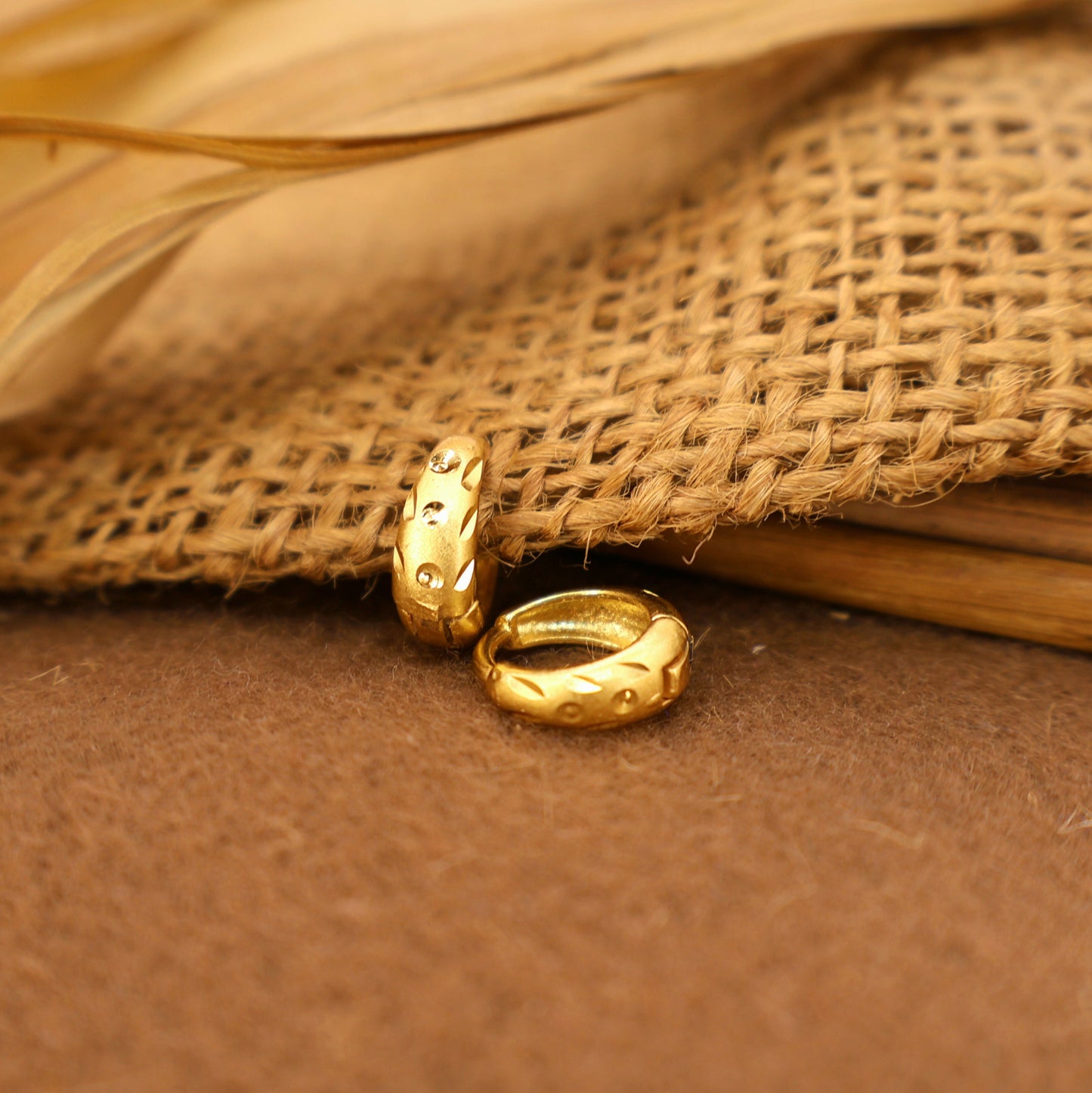Artificial Gold-Plated Dotted AD Bali Huggie Hoop Earrings kan ki balin