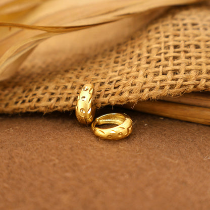 Artificial Gold-Plated Dotted AD Bali Huggie Hoop Earrings kan ki balin