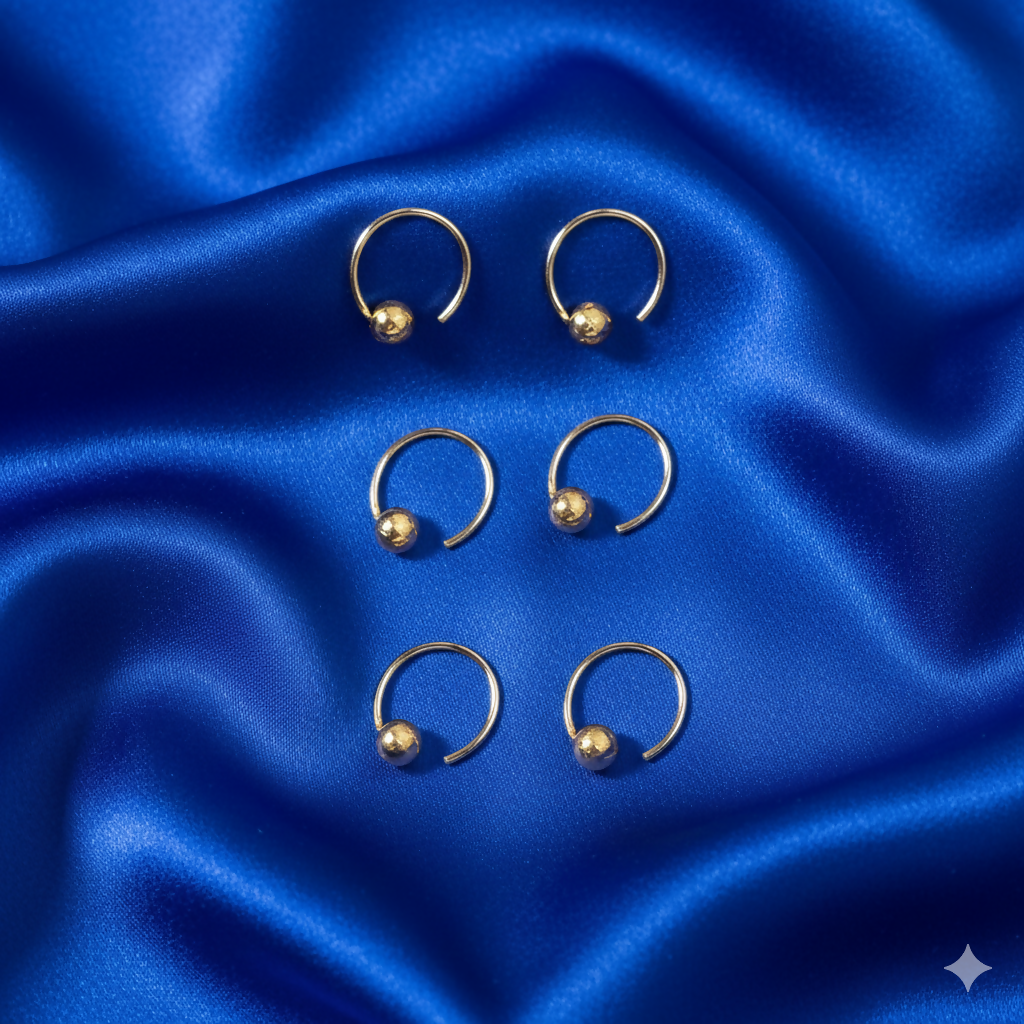 Artificial Gold Ball Nose Stud Nosering Laung Koka Nathni combo pack of 6 for women and girls