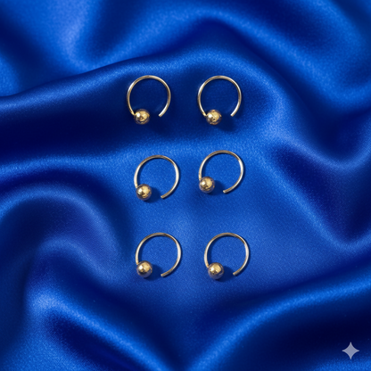 Artificial Gold Ball Nose Stud Nosering Laung Koka Nathni combo pack of 6 for women and girls