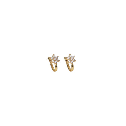 Artificial Gold Plated Floral Crystal Clip-On Nosepin for women and girls combo pack of 2