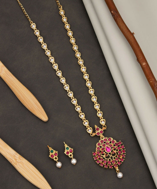 Romantic    Artificial Gold Ruby Red Crystal Heart Choker Set