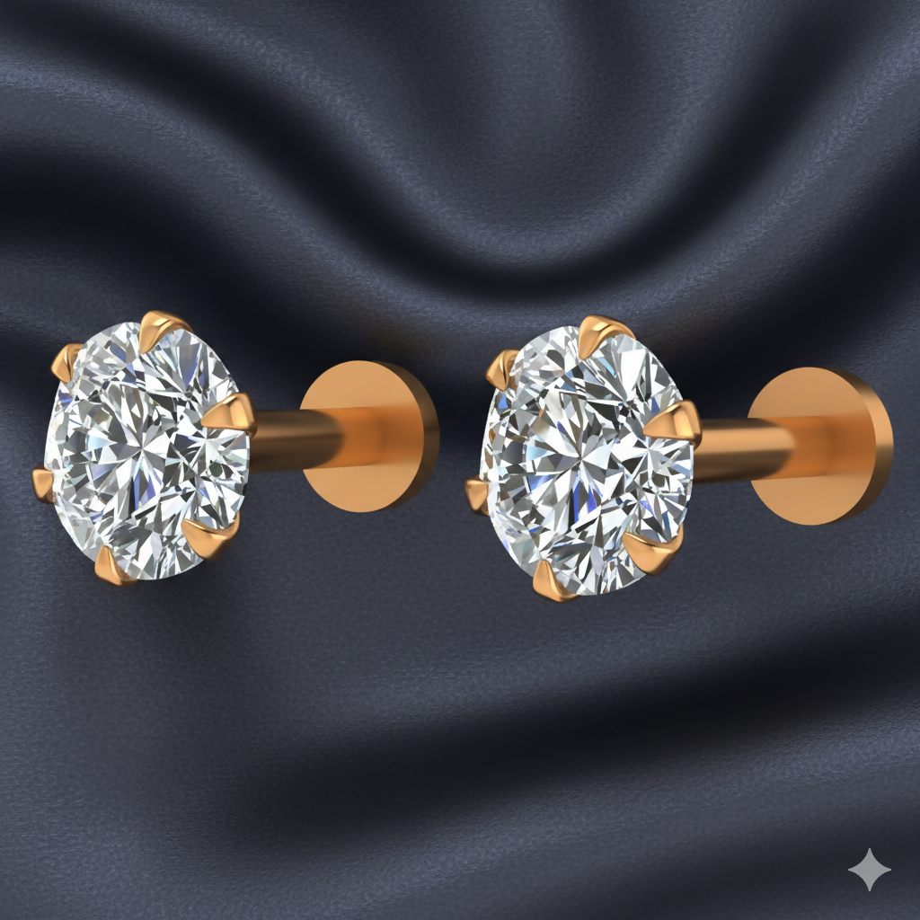 Artificial Gold plated AD nosepin Laung Koka Nathni for women and girls Combo Pack of 2