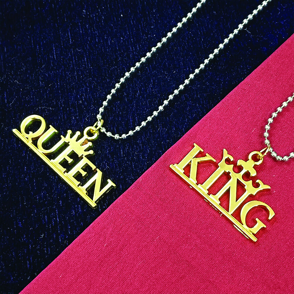 King Queen Couple Pendant Chain Necklace