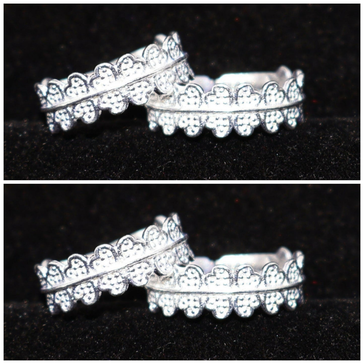 Silver Scalloped Heart Toe Ring Bichiya for women and girls Combo Pack of 2
