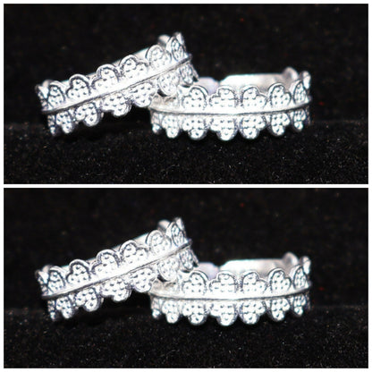 Silver Scalloped Heart Toe Ring Bichiya for women and girls Combo Pack of 2