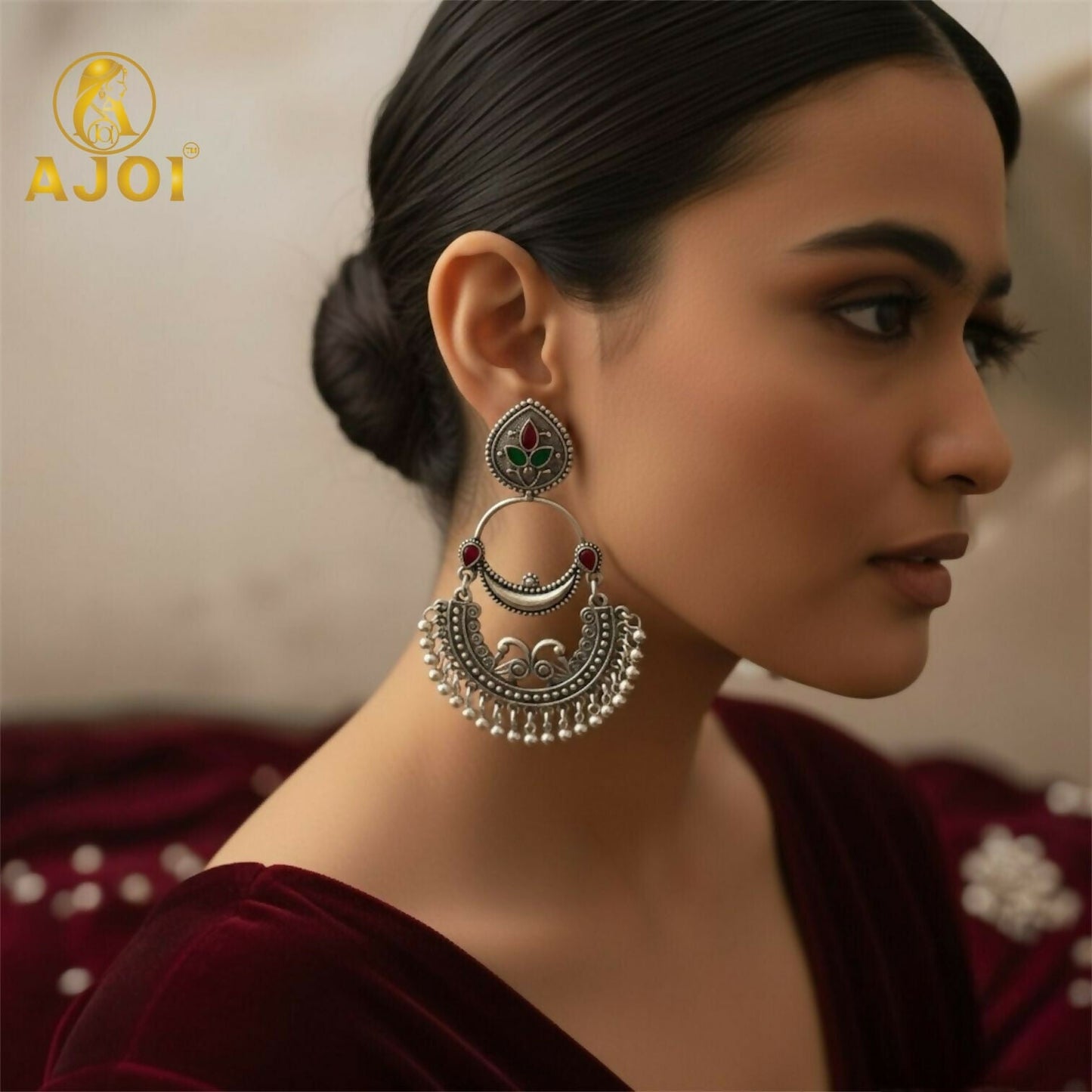Vintage Peacock Inspired Oxidised Silver Earrings for Woman And Girls.