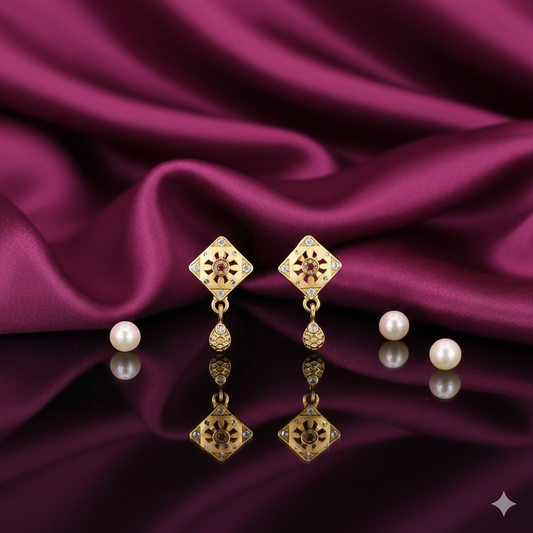 Artificial Gold AD Drop Earrings for women and girls