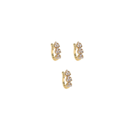 Artificial Gold Plated CZ Stone Floral Nose Clip/Non-Pierced Nath Combo Pack of 3