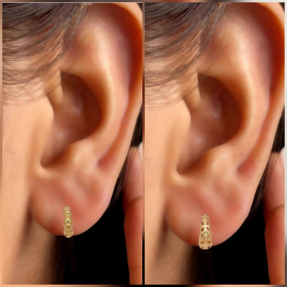 Artificial Gold Bamboo AD bali Huggie Hoop Earrings kan ki bli for women and girls Combo Pack of 2