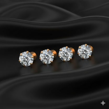 Artificial Gold AD Nosepin Laung Koka Nathni Internally Threaded Labret Combo Pack of 4