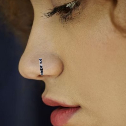 Artificial Gold Pave Fake Nose Ring Set - Dual Gem Line