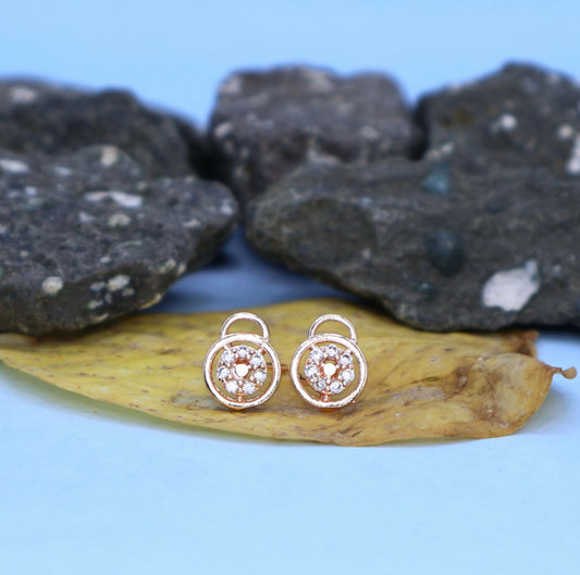 Rose    Artificial Gold Plated Daily Wear Stud Earrings with AD for women and girls