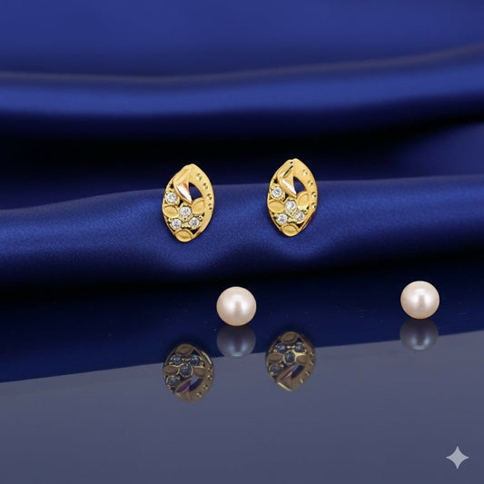 Artificial Gold-Plated AD Floral Stud Earrings for women and girls