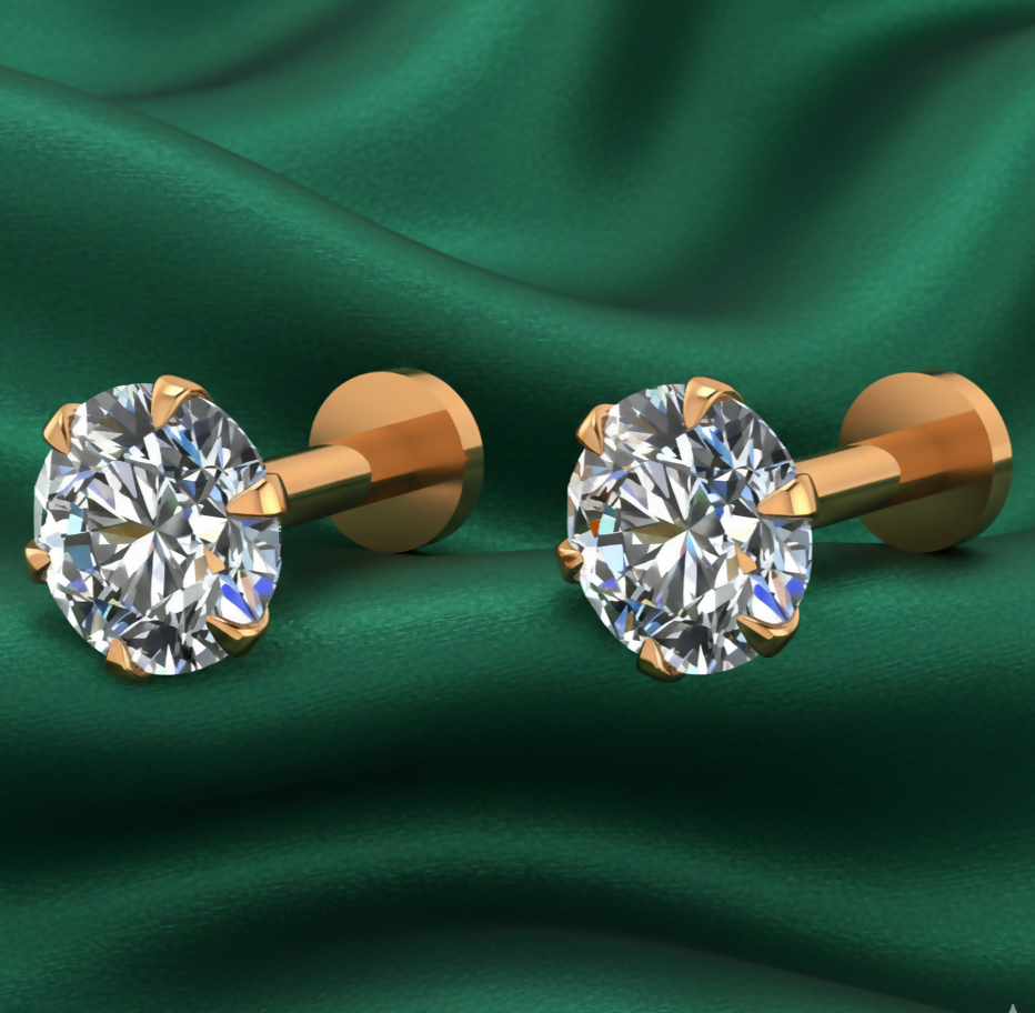 Classic    Artificial Gold AD Nose Pin Stud for women and girls Combo Pack of 2