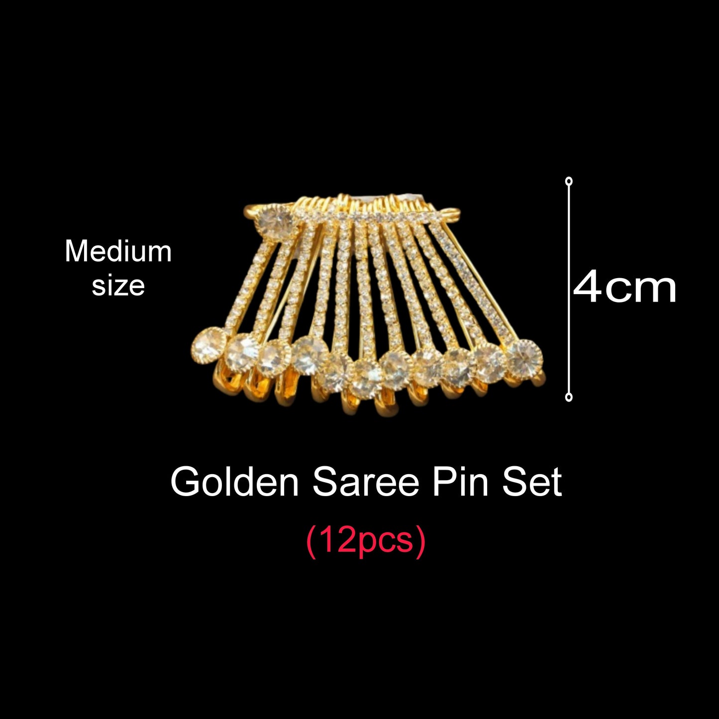 Luxury Crystal Saree Pin Brooch -    Artificial Gold Tone Rhinestone Shawl Clip