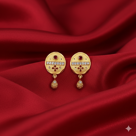 Artificial Gold Plated Stud Earrings with AD for women and girlsfor women and girls