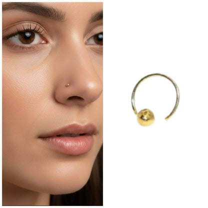 Artificial Gold Seamless Nosering Laung Koka Nathni Minimalist Ball Hoop Piercing