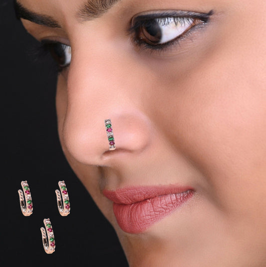 Non-Piercing CZ Nose Clip Combo | Press Fit Nath Collection Combo Pack of 3